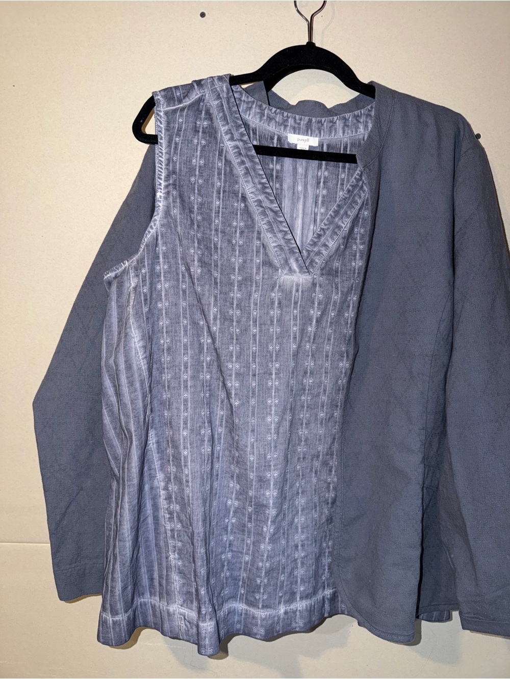 J. Jill Open-Front Pale Blue Collarless Jacket - Picture 3 of 5